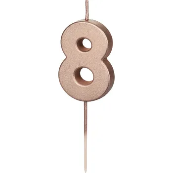 Dortová svíčka Svíčka na dort číslo 8 rose gold