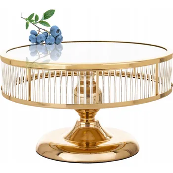 Podnos podnos zlatý kovový skleněný glamour podstavec dekorace