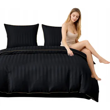 Povlečení Sada Povlečení 3dílná DAMAŠEK 200X220 + 2x 70X80 Černá