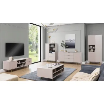 Obývací stěna Nábytek do obývacího pokoje Mirjan, béžové a zlaté odstíny