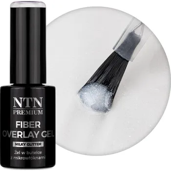 Lak na nehty Gel na nehty v lahvičce s štětcem NTN 7 g Fiber Overlay Milky Glitter