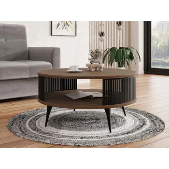 Konferenční stolek Konferenční stolek Mirjan24 Roenni kulatý 75 x 75 x 44 cm černý, ořech