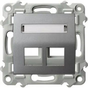 Elektrická zásuvka ŠIKMÁ ZÁSUVKA PRO DVOJITÝ KEYSTONE MODUL OSPEL SAFÍR GPK-2ZS/p/70 ŠEDÁ MATNÁ