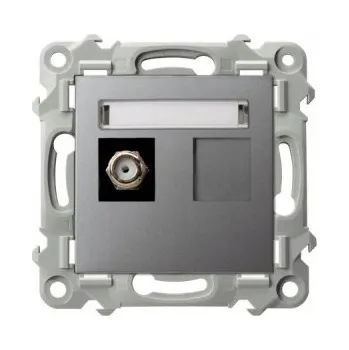 Elektrická zásuvka Anténní zásuvka nástěnná Ospel SAFÍR šedá matná GPA-1ZF/m/70