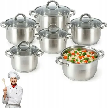 Hrnec SADA HRNCŮ NA INDUKCI PLYN Z NEREZOVÉ OCELI SADA 12 DÍLŮ el