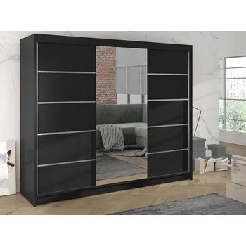 Šatní skříň Skříň skříň Mirjan VI 200 x 215 x 58 cm černá se zrcadlem