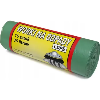 Pytle na odpadky PYTLE NA ODPADKY UNIVERZÁLNÍ ZELENÁ 35L x 15 KUSŮ 50 cm x 60 cm