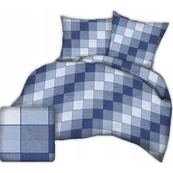 Povlečení Krepové povlečení 180x200 vzor pikniková kostka tmavě modrá