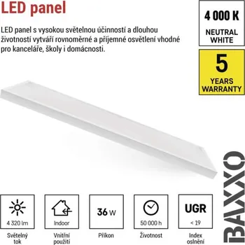 LED panel EMOS UGR LED panel BAXXO 30×120, obdélníkový přisazený bílý, 36W, neutrální bílá UGR