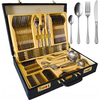 Příbor SADA PŘÍBORŮ V KUFRÍKU, 72 DÍLNÁ SADA PŘÍBORŮ Z NEREZOVÁ OCEL PRO 12 OSOB