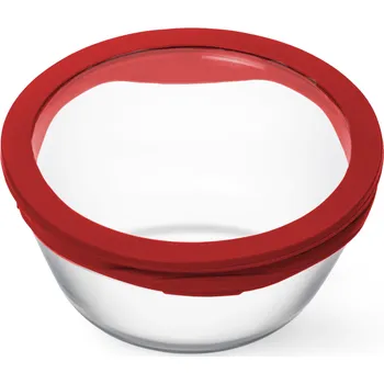 Svačinový box SIMAX MISKA PURE SE SKLENĚNÝM VÍKEM 0,5 L ČERVENÁ