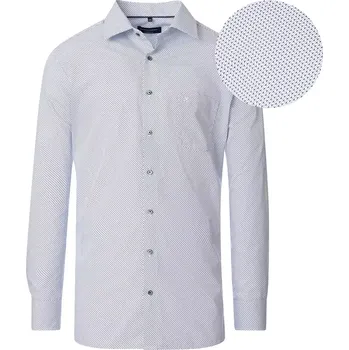 Pánská košile Velká pánská košile s dlouhým rukávem se vzorem Casa Moda 354417000-100 v bílo-tmavě modré barvě (56R)