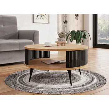 Konferenční stolek Konferenční stolek Mirjan24 kulatý 75 x 75 x 44 cm černý, dub craft zlatý