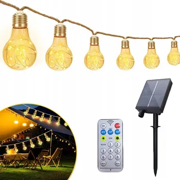 Venkovní osvětlení Solární světelný řetěz 7,8 m + 16 žárovek, zahradní, solární, IP65, venkovní