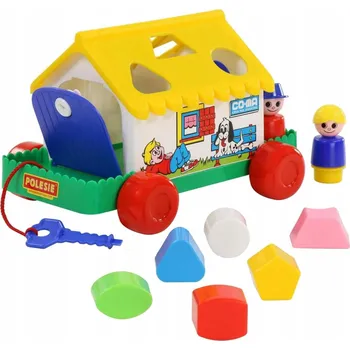 Dřevěná hračka DOMEČEK NA KOLEČKÁCH Vkládačka Třídič Pro Děti 1 Rok Dárek K NAROZENINÁM