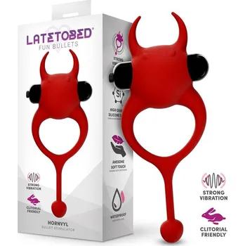 LateToBed Hornvyl Vibrating Cock Ring Red