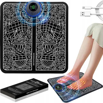 Masážní přístroj Masážní podložka na nohy akupresurní EMS černá 8 programů akumulátorová