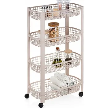 Úložný box REGÁL NA KOLEČKÁCH 4-PATROVÝ KUCHYŇSKÝ KOUPELNOVÝ ORGANIZÉR