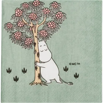 Papírový ubrousek Arabia Ubrousky Moomin Loving Care 33x33cm, 20ks / zelené
