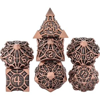 Geometrické hrací kostky 7 ks Ostré hrany RPG sada pro deskové hry Dračí doupě fantasy roleplay mnohostěnné kostky černá