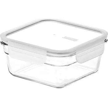 Svačinový box GLASSLOCK FANCY SKLENĚNÁ ČTYŘCOVÁ NÁDOBA 900ML BÍLÁ