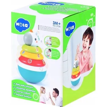 Hračka pro nejmenší Senzorická hračka Hola panáček vstaváček chrastítko vícebarevné 18x10x13 cm