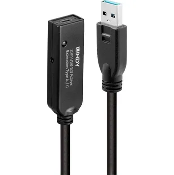 Prodlužovací kabel LINDY USB kabel USB 3.2 Gen1 USB-A zástrčka, USB-C ® zásuvka 10.00 m černá 43376