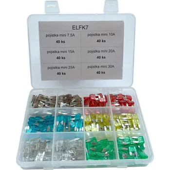 Autodíl sada plochých mini pojistek 7,5-30A po 40 ks