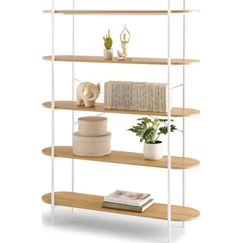 Knihovna Regál Mebel-Partner 120 x 174,5 x 35 cm bílý, dub přírodní