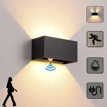 Nástěnné svítidlo DVOJITÉ NÁSTĚNNÉ SVÍTIDLO 24W ČERNÉ S POHYBOVÝM SENZOREM 3000K DO PŘEDSÍNĚ