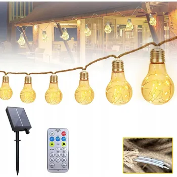 Venkovní osvětlení Solární LED girlanda zahradní, 16 x LED žárovky - solární koule, 7,8 m + Dálkový Ovladač
