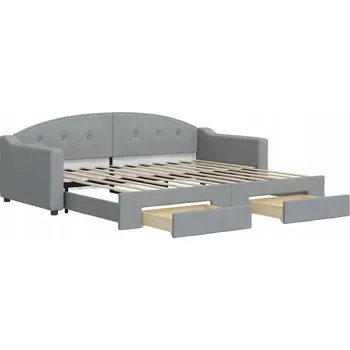 Pohovka Rozkládací lehátko-pohovka světle šedá 223 x 100 x 75 cm se zásuvkami