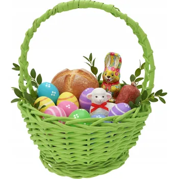 Nákupní košík Kulatý velikonoční dárkový proutěný koš na svěcení květin ⌀ 25 cm