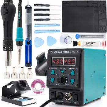 Páječka PÁJECÍ STANICE 2V1 YIHUA 8786D-I 740W VELKÁ SADA PŘÍSLUŠENSTVÍ PODLOŽKA TAVIDLO