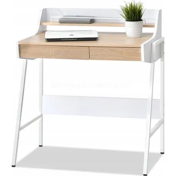 Psací stůl Obdélníkový psací stůl Mebel-Partner 78 x 48 x 89 cm bílý, 2 zásuvky