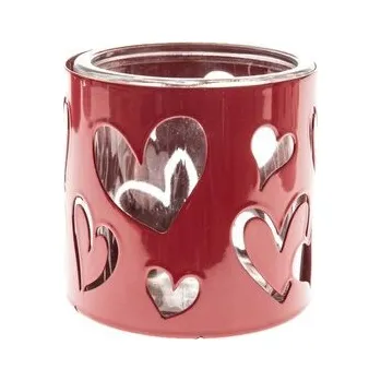 Svícen Kovový svícen se sklem - srdce (10 cm), 0/20