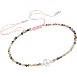 Šňůrkový náramek Turmalín s perličkou Ag 925/1000