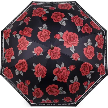 Deštník Dámský vystřelovací deštník květy, barva 5 modrá temná