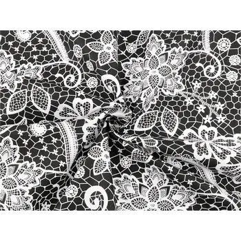 Bavlněná látka / plátno krajka, barva 2 černá