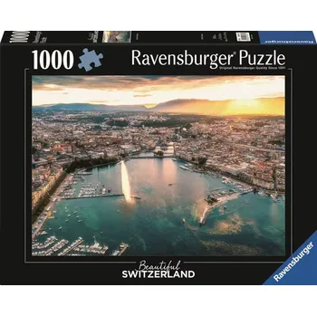 Puzzle RAVENSBURGER Západ slunce v srdci Ženevy 1000 dílků