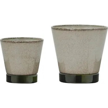 Obal na květináč House Doctor Kovový obal na květináč Beige / Green – set 2 ks