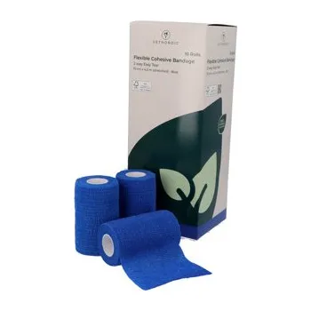 Elastické kohezivní obinadlo/bandáž, coban, snadné trhání oběma směry modré, 10 cm x 4.5 m, 10 kusů