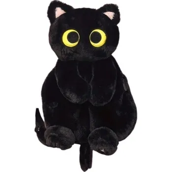 Dětský batoh Dětský plyšový batoh 35 × 18 cm Kočka Velkokapacitní batůžek se zipem Nastavitelné popruhy Plyšový doplněk pro děti černá