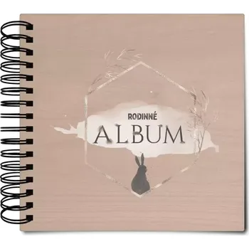 Fotokniha Dřevěné album s kroužkovou vazbou Zajíc ve zlatém šestiúhelníku