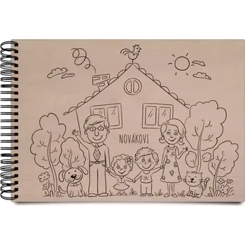 Fotokniha Dřevěné album s kroužkovou vazbou Rodinka