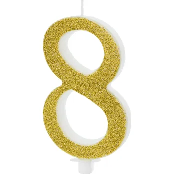 Dortová svíčka Svíčka na dort číslo 8 zlatá 10 cm