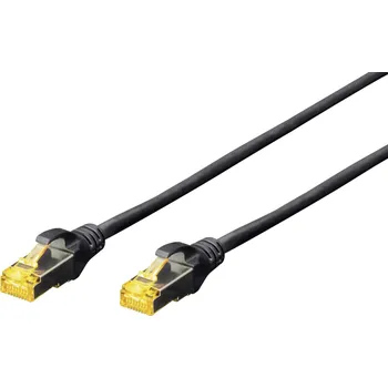 Datový kabel Digitus DK-1644-A-050/BL RJ45 síťové kabely, propojovací kabely CAT 6A S/FTP 5.00 m černá bez halogenů, kroucené páry , s ochranou, samozhášecí 1 ks