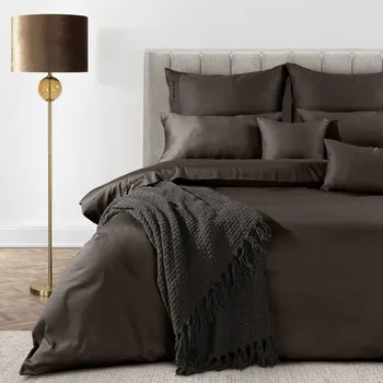 Povlečení MAKOSATENOVÉ POVLEČENÍ EVA MINGE ELEGANT1G 140X200 CM, 1 KS 70X80 CM HNĚDÉ