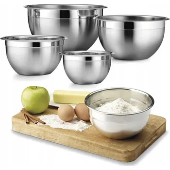 Misky kovové, hluboké, nerezová ocel, sada 4 kusů