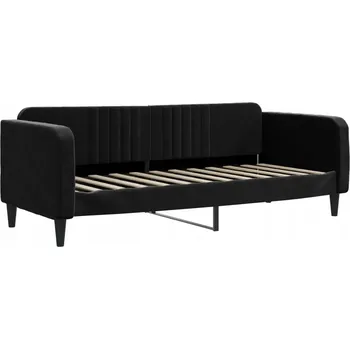 Pohovka Černá rozkládací pohovka z aksamitu 223 x 90 x 75 cm